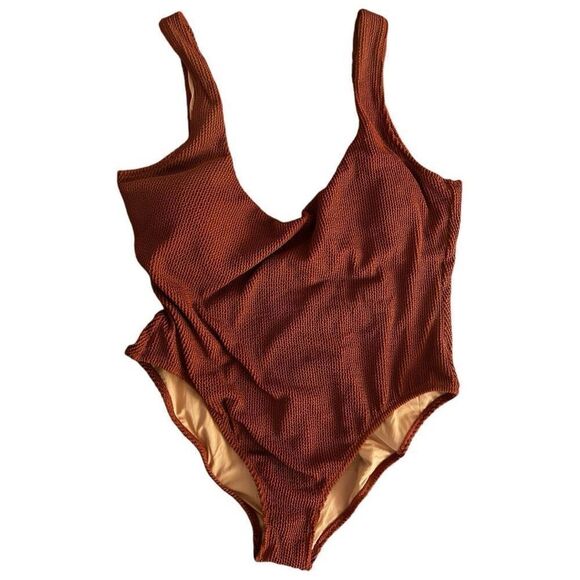 J. Crew Ribbed Square Neck One Piece Swimsuit Sz 20 Scrunchie Scoop Back NWT - Picture 1 of 11